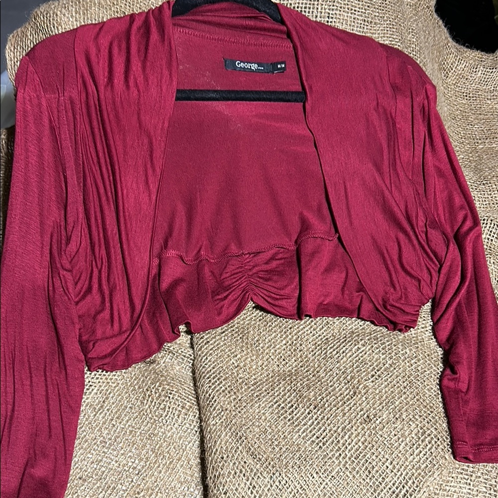 George Burgundy Open Front Cardigan